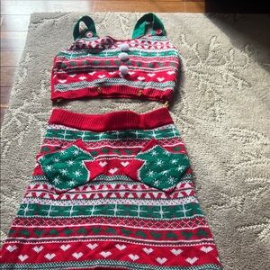 Love on a Hanger Christmas Sweater Set Skirt Top Small Holiday Outfit